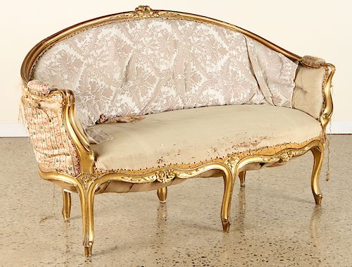 19TH C. FRENCH LOUIS XV STYLE GILT WOOD SETTEE