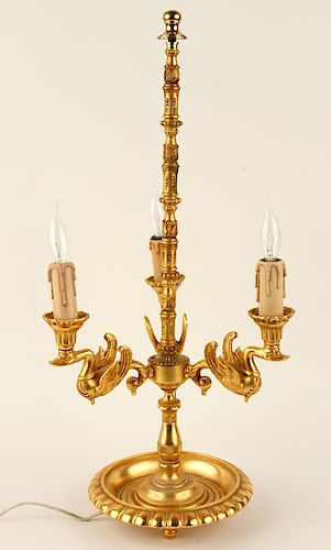 GILT BRASS NEOCLASSICAL STYLE LAMP SERPENT FORM