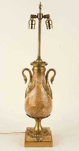 EARLY 20TH C. FRENCH EMPIRE STYLE ALABASTER LAMP