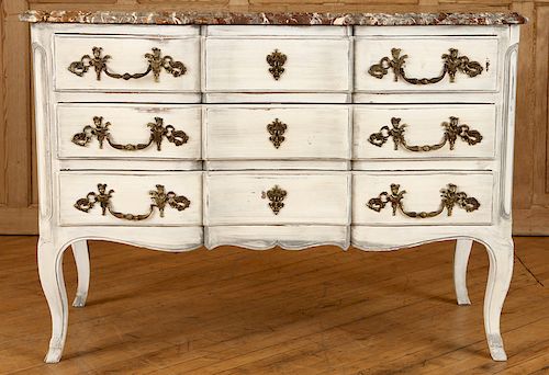 FRENCH REGENCY STYLE MARBLE TOP COMMODE