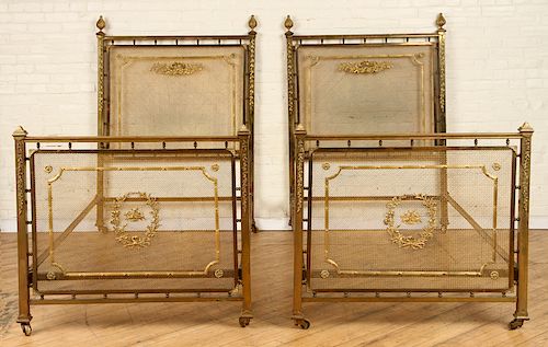PAIR LOUIS XV STYLE FRENCH BRONZE BEDS C.1900