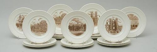 SET OF TWENTY-FOUR BROWN TRANSFER TOPOGRAPHICAL PLATES OF OLD LONDON VIEWS