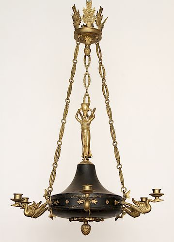 FRENCH EMPIRE SIX LIGHT CHANDELIER C.1940