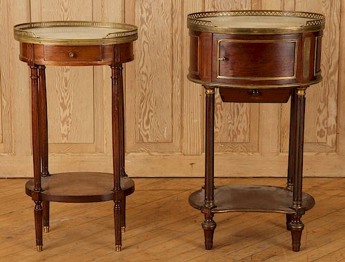 TWO FRENCH MAHOGANY MARBLE TOP NIGHT STANDS C1910