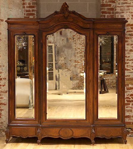 19TH C. FRENCH LOUIS XV STYLE MARQUETRY ARMOIRE
