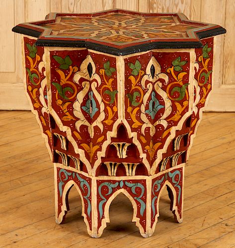 MOROCCAN POLYCHROMED WOOD SIDE TABLE