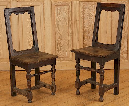 PAIR OAK 18TH CENT. PROVINCIAL SIDE CHAIRS
