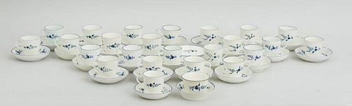 ASSEMBLED GROUP OF TWENTY-FOUR CHANTILLY PORCELAIN COFFEE CUPS AND TWENTY-SIX SAUCES