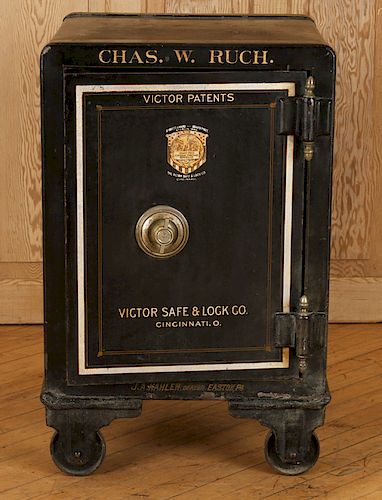 19TH CENTURY CAST IRON LABELED SAFE