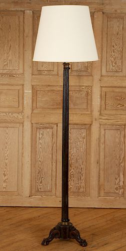 LATE 19TH C. CARVED FLUTED MAHOGANY FLOOR LAMP