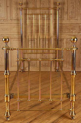 BRASS TWIN BED WITH BALL FINIALS CIRCA 1880