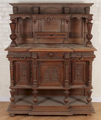 LATE 19TH CENT. CARVED WALNUT VICTORIAN SERVER