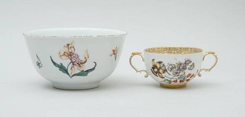 MEISSEN PORCELAIN BOWL AND A TWO-HANDLED CUP