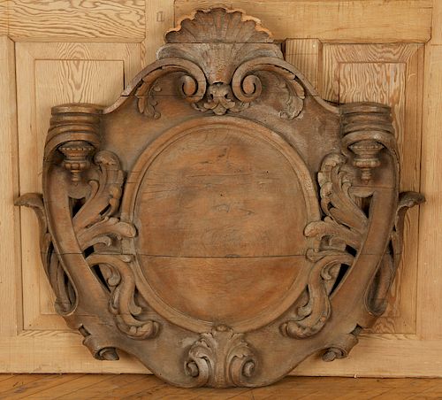 19TH C. CARVED WOOD ARCHITECTURAL ELEMENT CREST