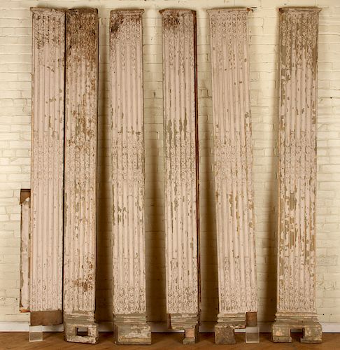 LOT OF SIX PAINTED WOOD PILASTERS