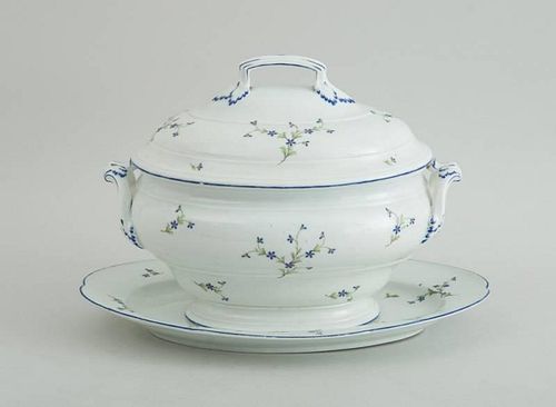 NEIDERVILLE PORCELAIN SOUP TUREEN, COVER AND STAND AND SIXTEEN NAST PORCELAIN DINNER PLATES