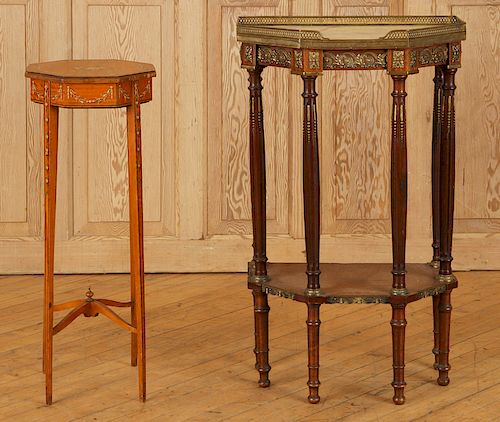 TWO SMALL SIDE TABLES ONE IN LOUIS XVI STYLE