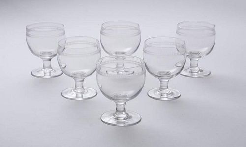 SET OF LATE GEORGE III GLASS ENGRAVED RUMMERS