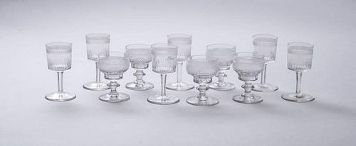 GROUP OF REGENCY PRESSED AND BLOWN GLASSES AND PORT GLASSES.