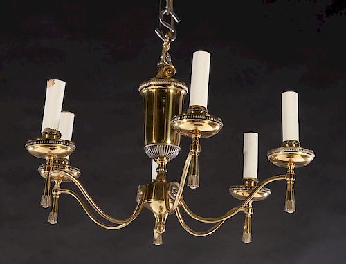 EMPIRE STYLE BRASS CHANDELIER 6 ARMS