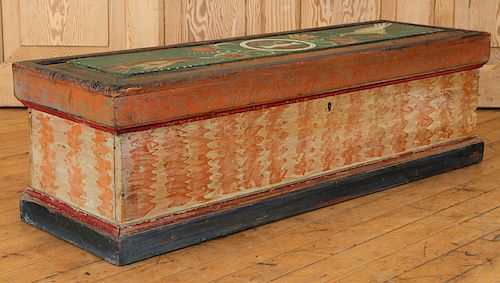 SMALL PENNSYLVANIA PAINTED CHEST HINGED TOP