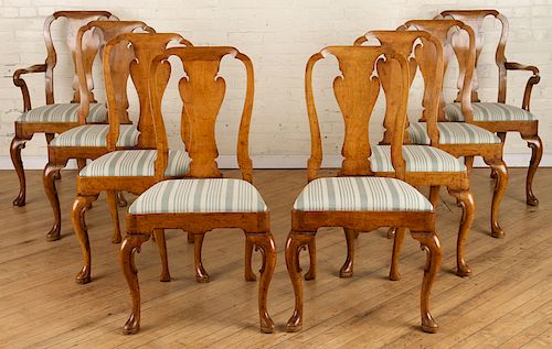 SET 8 QUEEN ANNE STYLE MAHOGANY DINING CHAIRS