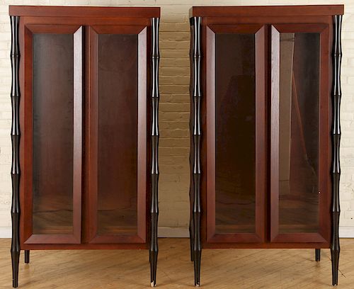 PAIR GLASS FRONT CABINETS MANNER OF BILLY HAINES
