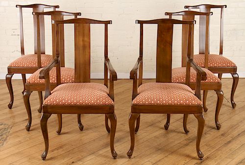 SET 6 QUEEN ANNE STYLE WALNUT DINING CHAIRS