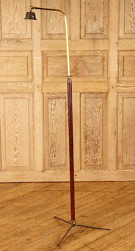 BRONZE LEATHER FLOOR LAMP MANNER OF JACQUES ADNET