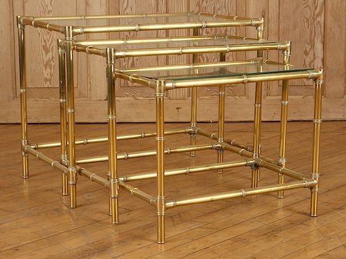 SET 3 BRONZE BAMBOO FORM NESTING TABLES BAGUES
