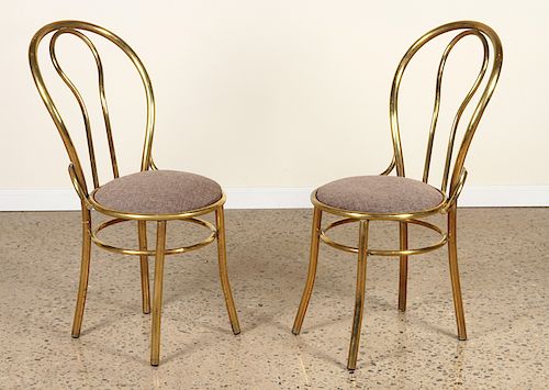 PAIR OF FRENCH BRASS SIDE CHAIRS CIRCA 1950