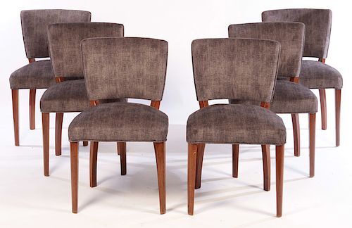 SET 6 ART DECO STYLE UPHOLSTERED DINING CHAIRS