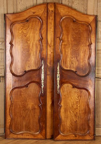 PAIR ARCHED TOP 19TH CENT. FRENCH CUPBOARD DOORS