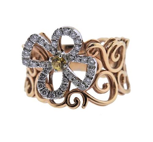Schroeder 18K Gold Diamond Sapphire Flower Ring