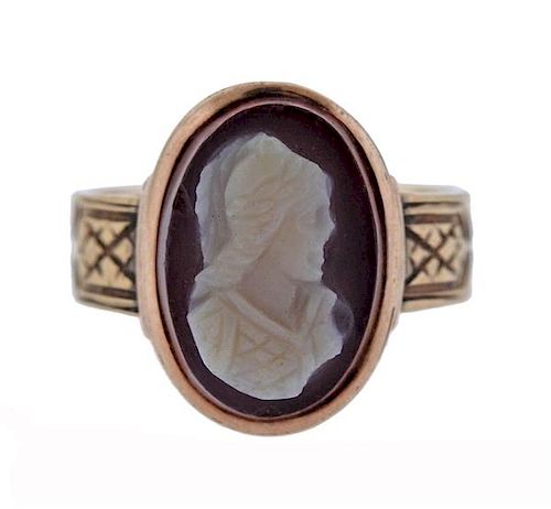 14K Gold Shell Cameo Ring