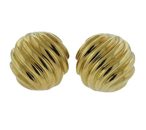 David Yurman 18K Gold Sculpted Cable Earrings