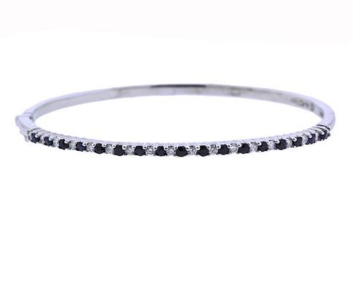 14K Gold Diamond Sapphire Bangle Bracelet