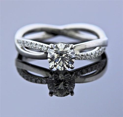De Beers 0.73ct E VS1 Diamond Platinum Engagement Ring 