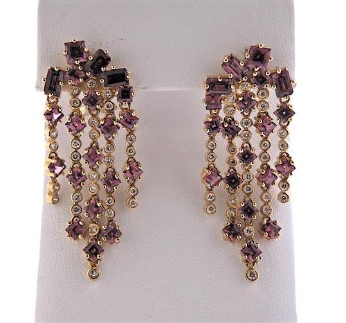 Sonia B. 14K Gold Diamond Tourmaline Dangle Earrings