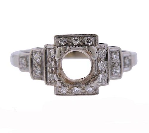 Art Deco 14k Gold Diamond Engagement Ring Setting 