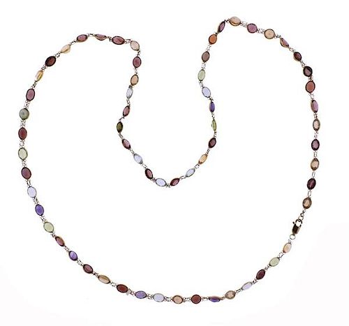 14K Gold Multi Color Stone Necklace 