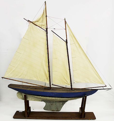 large early 20th c pond boat