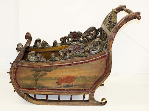 early 20th c Dutch painted sled chair