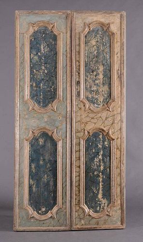 PAIR OF ITALIAN FAUX MARBLE AND SILVER-GILT PANELS