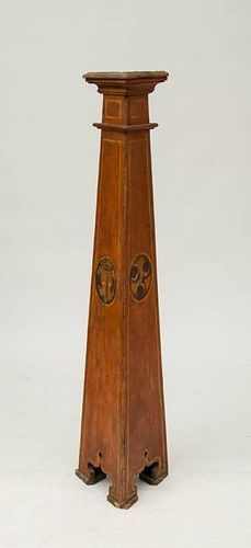 ITALIAN BAROQUE STYLE PAINTED AND PARCEL-GILT TRIANGULAR PEDESTAL