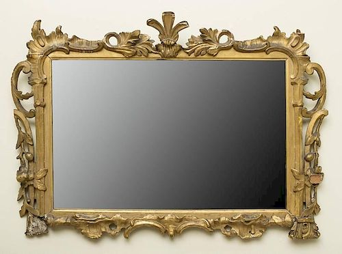 CONTINENTAL ROCOCO STYLE GILTWOOD OVERMANTEL MIRROR