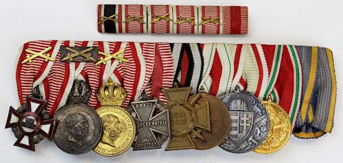 WWI Austrian medal bar with eight awards