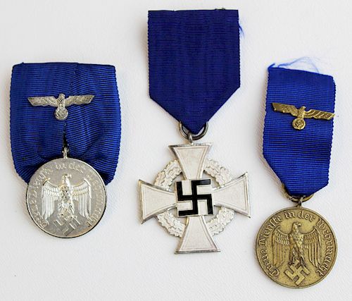 three WWII German service medals