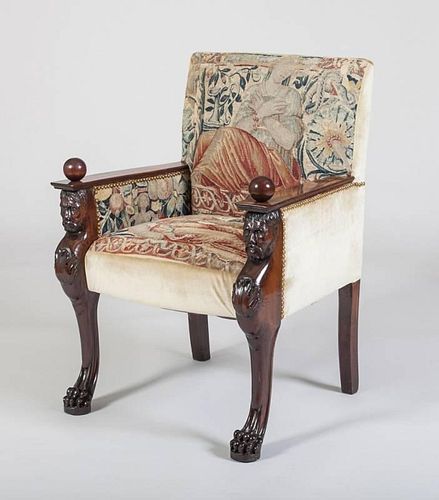CONTINENTAL NEOCLASSICAL STYLE MAHOGANY BERGÈRE