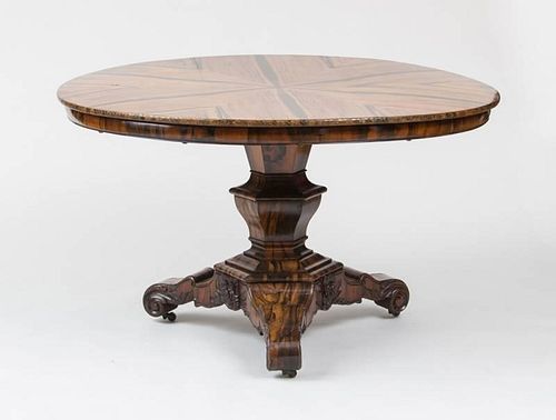 CONTINENTAL ZEBRAWOOD AND ROSEWOOD CENTER TABLE